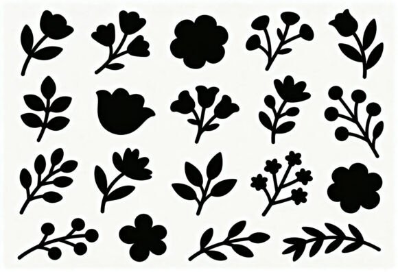 Black Floral Leaf SVG Clipart Bundle Review