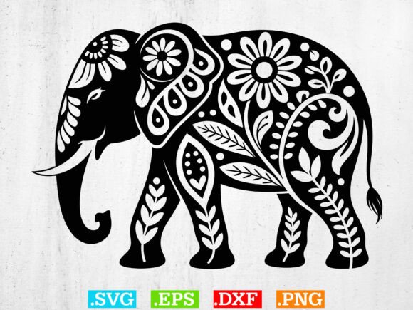 Floral Elephant SVG, Flower Animal Svg Review