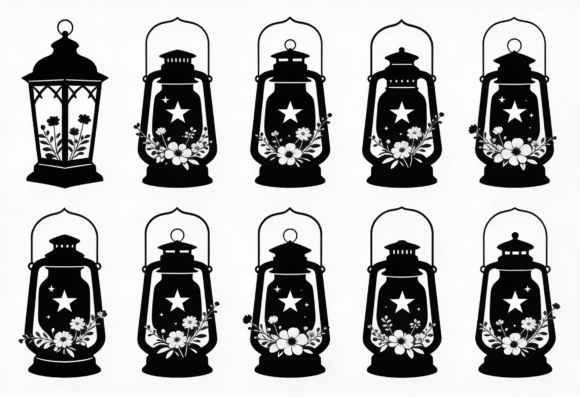 Floral Lantern SVG Bundle - Black Review