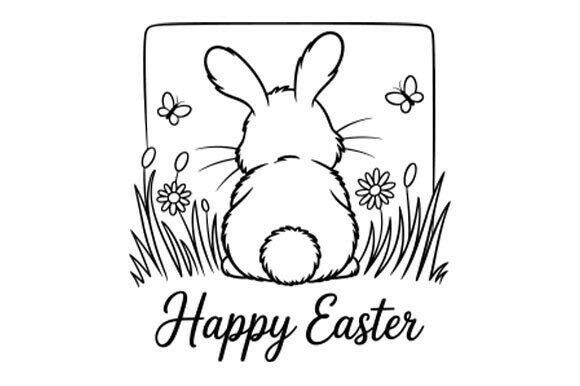 Happy Easter SVG, Floral Bunny, Spring Review
