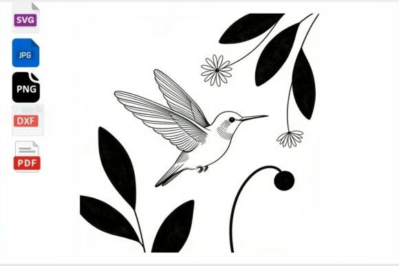 Hummingbird SVG Floral Line Art Review