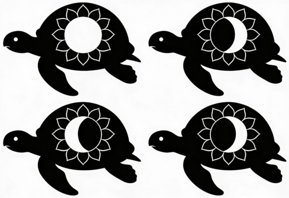 Turtle Moon Sun Floral Silhouette SVG Review
